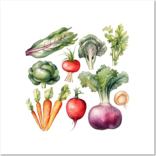 Aesthetic watercolor veggies Posters and Art